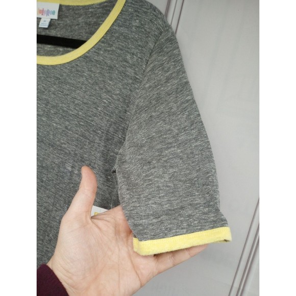 NWT LuLaRoe Dress SZ Medium Julia Style Sheath Casual Stretch Gray Yellow Trim - Picture 7 of 16